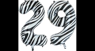 Folieballon 29 jaar zebra 86cm