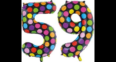 Folieballon 59 jaar stippen 86cm