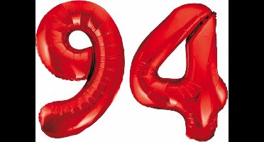 Folieballon 94 jaar rood 86cm