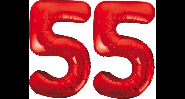 Folieballon 55 jaar rood 86cm