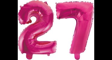 Folieballon 27 jaar roze 86cm