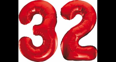 Folieballon 32 jaar rood 86cm