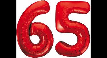 Folieballon 65 jaar rood 86cm