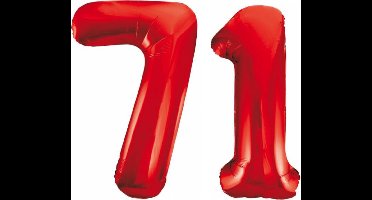Folieballon 71 jaar rood 86cm