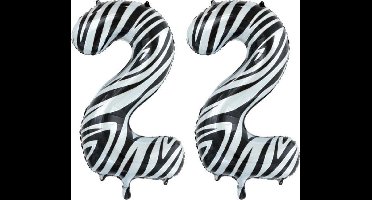 Folieballon 22 jaar zebra 86cm