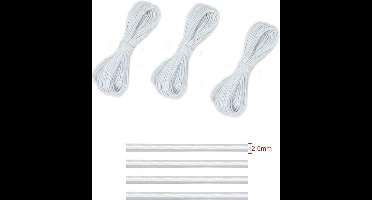 E2N | Elastiek koord 2.5mm wit | 2 x 10 meter | Elastiek naaien | Elastiek voor het maken van maskers | Elastiek band | Rekkers voor mondkapjes & mondmaskers medisch