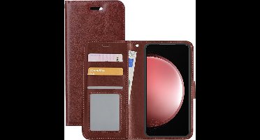 Hoesje - Met Pasjeshouder - Geschikt voor Samsung Galaxy S23 FE - Luxe Bookcase Portemonee - Flip Case - Kunstleer Book Case - Flipcase - Book Cover - Walletcase - Portemonneehoes - Bruin