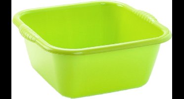 Set van 2x stuks kunststof teiltjes/afwasbakken vierkant 15 liter groen - Afmetingen 41 x 39 x 16 cm - Huishouden