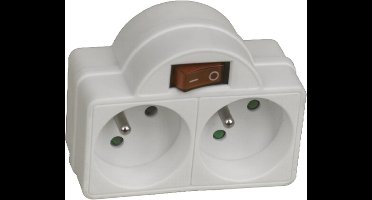 UNIVERSEEL - DOMINOSTEKKER 2 X 16 A WIT + SCHAKELAAR