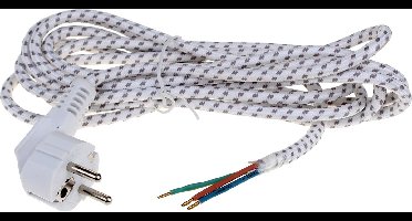 Stroomsnoer voor strijkijzer met nylon mantel - haakse stekker - 3 meter