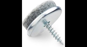 Meubel -/ stoelglijder vilt met schroef 24mm metaal grijs set 4 stuks - stoelpoot - meubelglijder