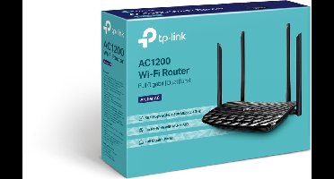 TP-Link AC1200 draadloze router Gigabit Ethernet Dual-band (2.4 GHz / 5 GHz) Zwart
