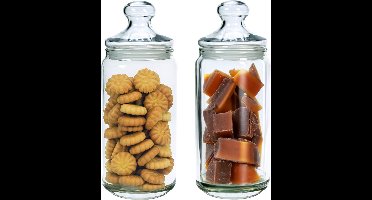 Luminarc Voorraadpot - Set van 2x stuks - met glazen deksel - 1500 ml - glas - 27 cm - bewaarpot - voorraadpotten - potten