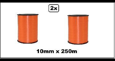 2x Krullint oranje 10mm x 250meter - krul lint thema feest decoratie kado kado gold verjaardag