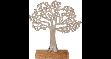 Out of the blue Levensboom - aluminium - houten voet - 27 cm - Tree of life