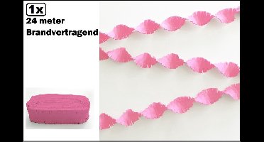 Crepe guirlande brandvertragend roze 24meter -BRANDVERTRAGEND - verjaardag vlaglijn festival thema feest