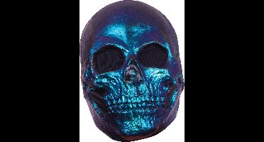 Partychimp Angstaanjagend Gezichtsmasker Skull Schedel Skelet Metallic Blauw Halloween Masker voor bij Halloween Kostuum Volwassenen - Latex