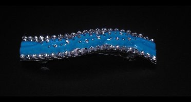 Patentspeld blauw gebogen met strass punten