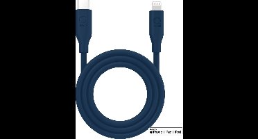 Qware - USB C to Lightning - Kabel - Cable - Fast charge - Snel laden - 1 meter - Siliconen - Knoop vrij - Extra flexibel - Blauw