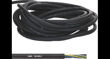 10 meter Lapp 16002023 H05RR-F 5x1,5 mm² flexibele rubberen kabel met aardgeleider I dunne rubberen kabel voor gebruik binnenshuis I voor huishoudelijke en draagbare apparaten I robuust I aansluitkabel 5G1,5 mm2 zwart