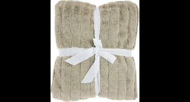 Unique Living Vent du Sud - bedsprei - fake fur bont - rib - naturel - taupe - 220x240cm
