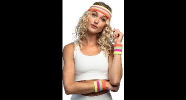 Boland - Set 3 zweetbandjes neon Neon - - Volwassenen - Unisex -