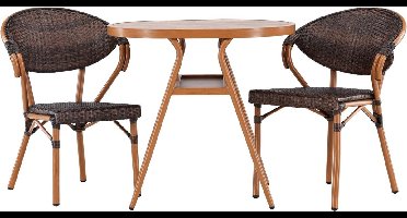 Abrantes tuinmeubelset tafel, 2 stoelen bruin.