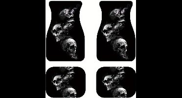 Autovloermatten 4 stuks - schedels - antislip - water absorberend - set - voor en achter - 68.5 x 44