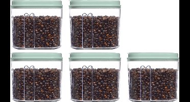 Plasticforte Voedselcontainer strooibus - 5x - mintgroen - 1000 ml - kunststof - voorraadpotten