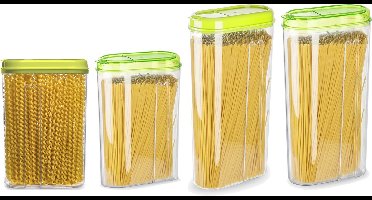 Plasticforte Voedselcontainers set - 4 stuks - groen - 2350ml en 1500ml - kunststof - voorraadpot
