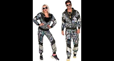 Trainingspak disco jaren 80 zilver reflecterend