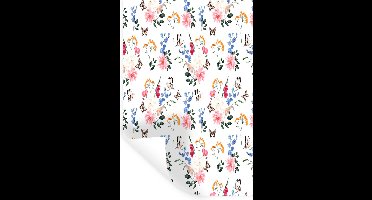 Muurstickers - Sticker Folie - Bloemen - Vlinders - Collage - 20x30 cm - Plakfolie - Muurstickers Kinderkamer - Zelfklevend Behang - Zelfklevend behangpapier - Stickerfolie