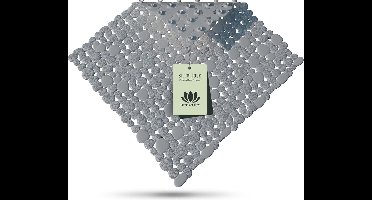 Douchemat, antislip, 53 x 53 cm, grijs kiezel-steenlook, antislipmat douche, BPA-vrij, badmat, antislip en machinewasbaar, douchemat, antislip en schimmelbestendig