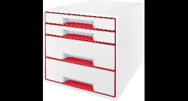 Leitz WOW Cube Ladenblok Met 5 Laden - Opberger met Vakken - Wit/Rood