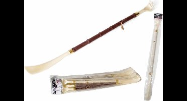 Gerimport Schoenlepel/rugkrabber 2-in-1 model - creme wit - kunststof - 50 cm