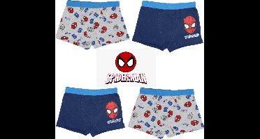 Marvel Spiderman Boxershort - Set van 4 stuks - Blauw + Grijs - Maat 134/140