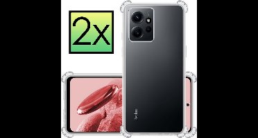 Hoesje - 2 Stuks - Geschikt voor Xiaomi Redmi Note 12 5G - Sterk & Shockproof - Siliconen Case - Back Cover - Telefoon Hoes Shock Proof - Transparant