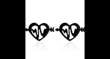 dames RVS oorknoppen met hart-zwart-11mm-7mm