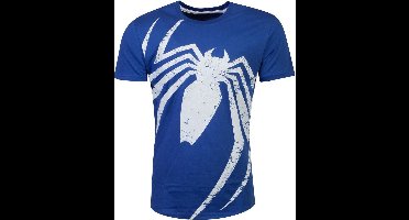 Marvel Spiderman Heren Tshirt -M- Acid Wash Spider Blauw