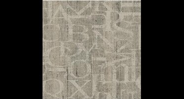 Vintage hout/letters beige behang (vliesbehang, beige)