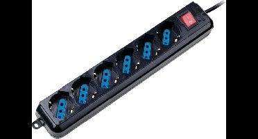 Stopcontactenstrip 6 Tomas met Interruptor Ewent EW3925 Schuko Zwart