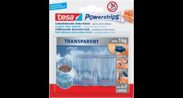 tesa POWERSTRIPS® Zelfklevende haak Large Transparant Inhoud: 2 stuk(s)