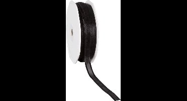 Satin edge Organzalint Zwart - 10 mm / 50 mtr.