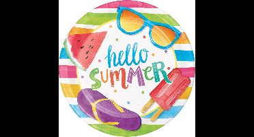 8 kartonnen bekertjes Hello Summer - Feestdecoratievoorwerp