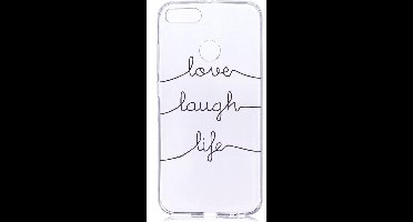 Shop4 - Geschikt voor Xiaomi Mi A1 Hoesje - Zachte Back Case Love; Laugh; Life Transparant