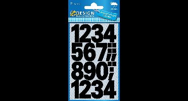 Avery Etiketten cijfers en letters 0-9 groot, 2 blad, zwart, waterbestendige folie