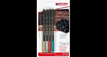 edding 1200/4 metallic viltstift assorti - ronde punt 1-3 mm - blister 4 st. assorti