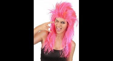 Vegaoo - Roze punk rock pruik voor vrouwen - Fluo - One Size