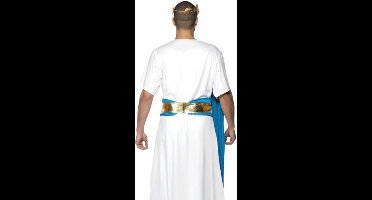 Romeinse Toga verkleedkleding - heren - carnaval outfit - wit/blauw 52/54