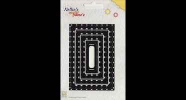 MFD008 Nellie`s Multi Frame Dies - snijmal rechthoek - scalloped - set van 4 mallen Nellie Snellen